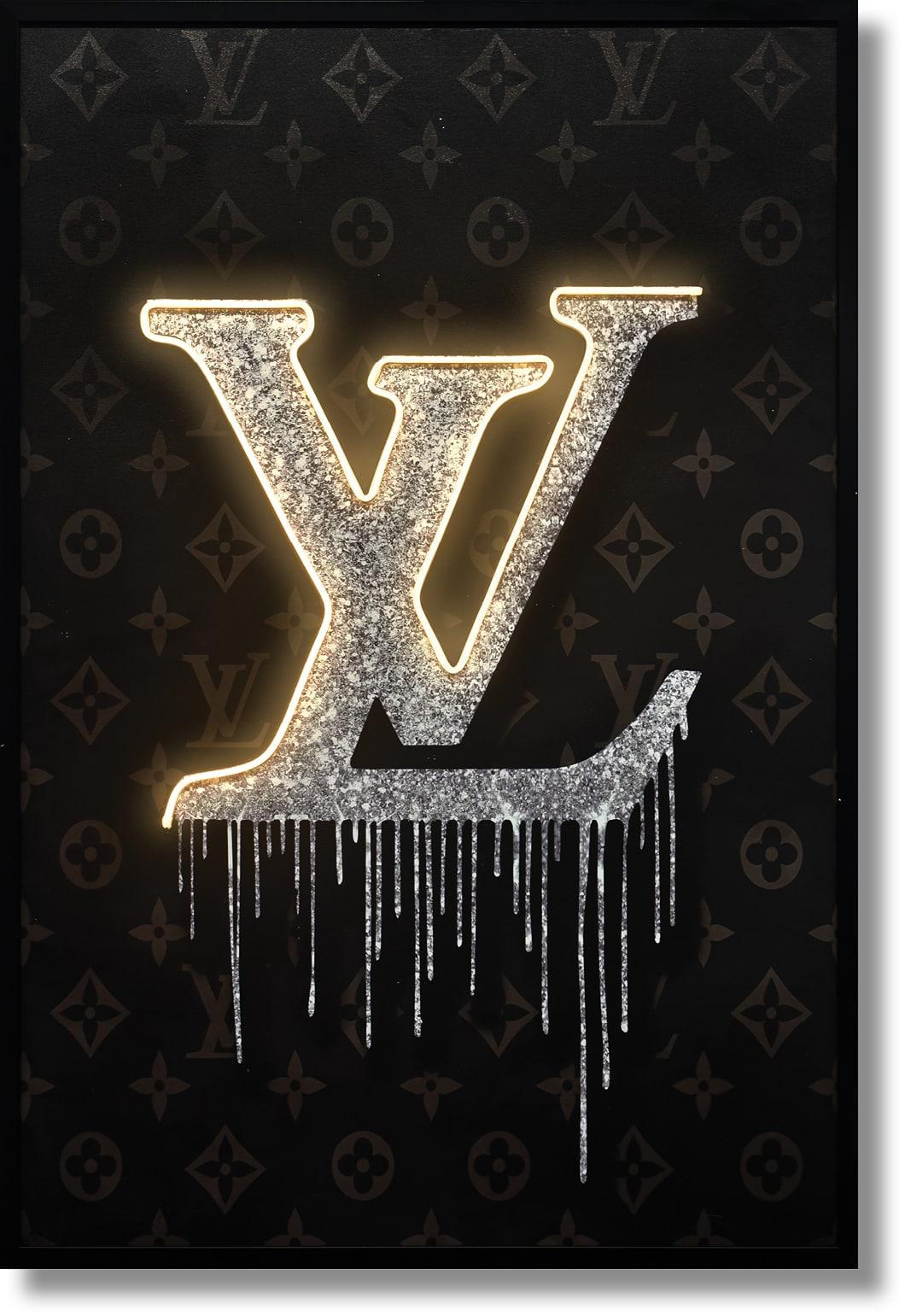 Gilded Drip Monogram - 33" x 48" Framed Wall Art