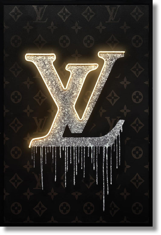 Gilded Drip Monogram - 33" x 48" Framed Wall Art