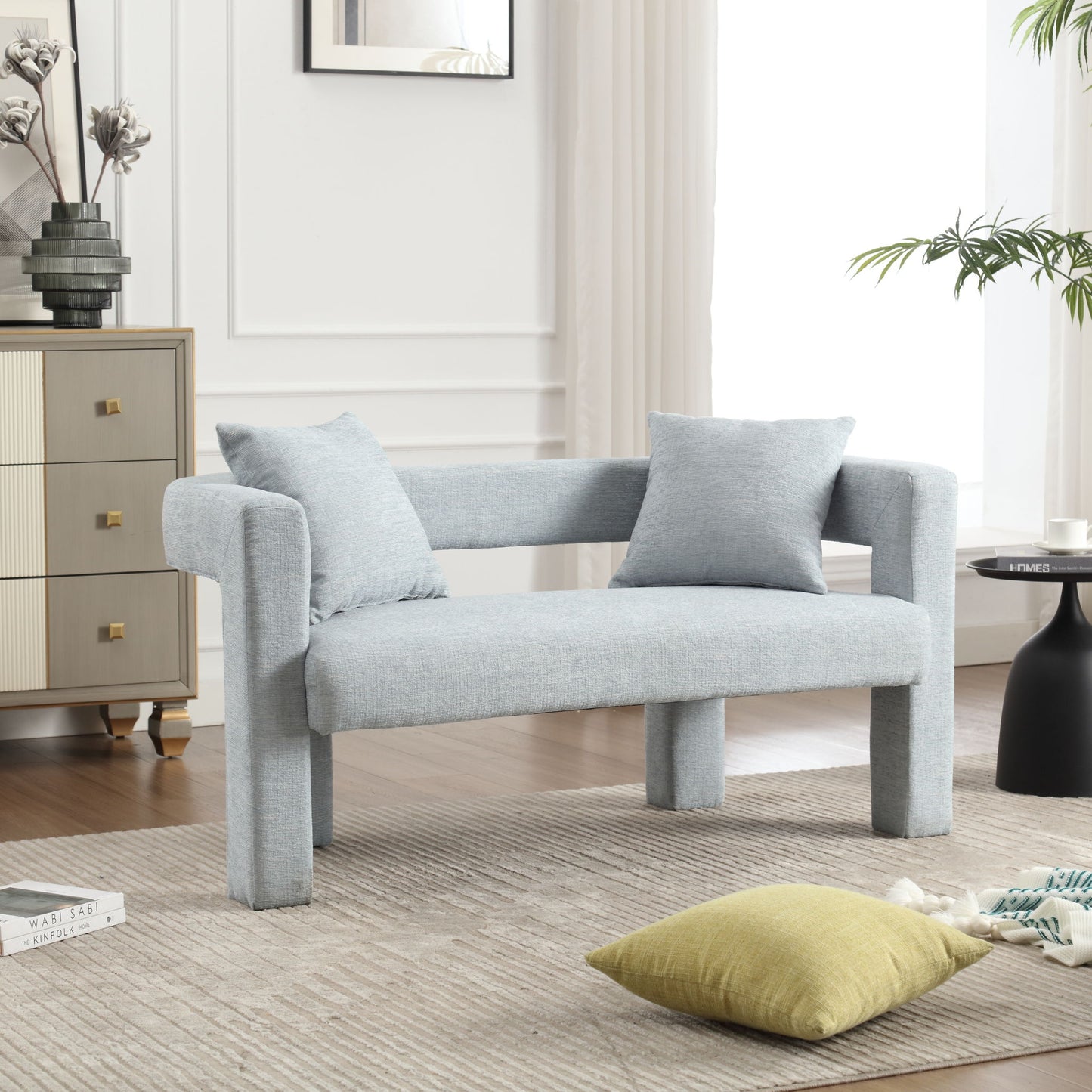 Modern Loveseat Sofa, Comfy Upholstered 2 Seater