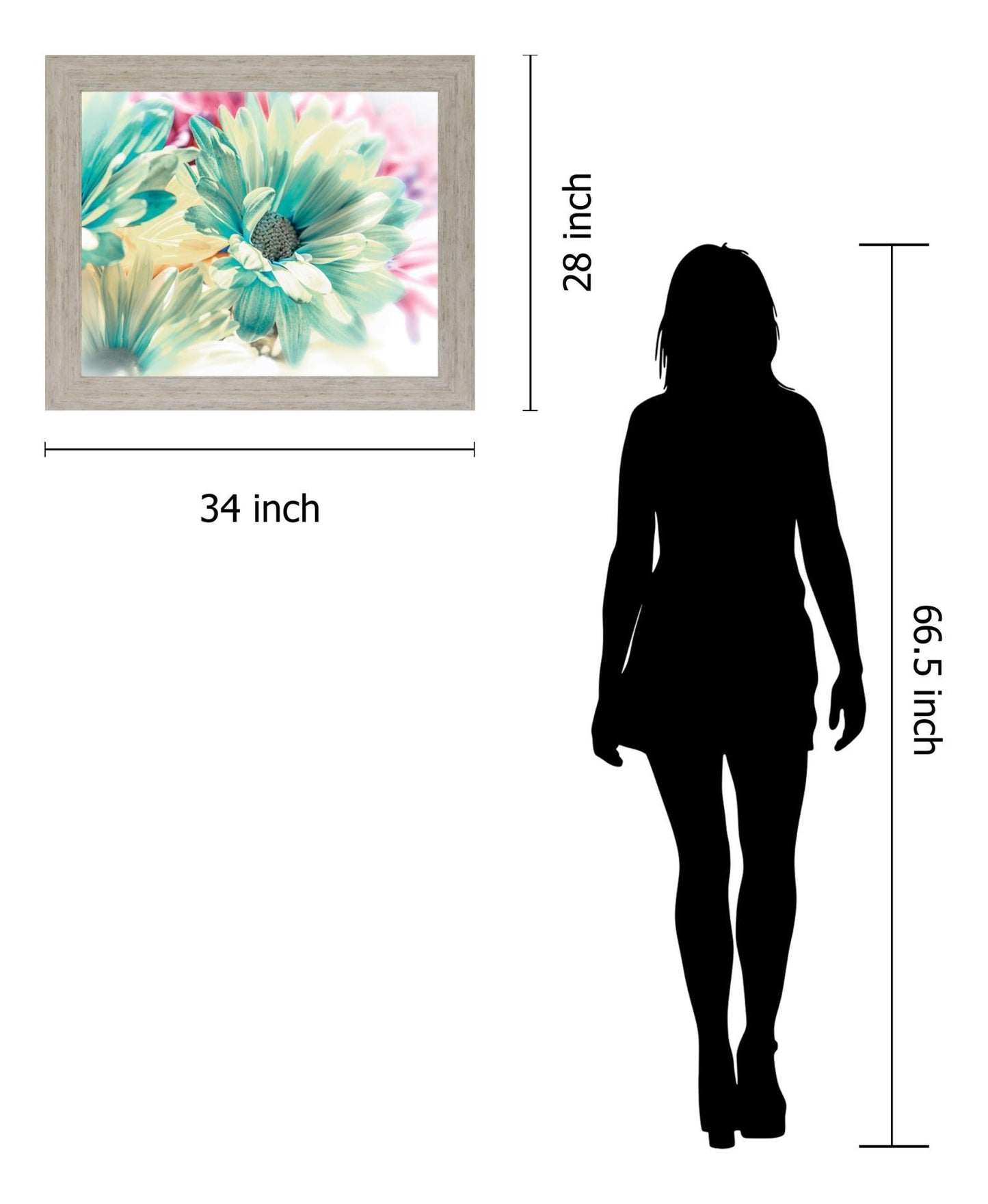 Aqua Petal Dream - 28" x 34" Framed Wall Art