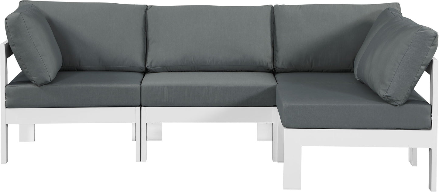 Nizuc - Outdoor Patio 4 Piece Modular Sectional With White Frame