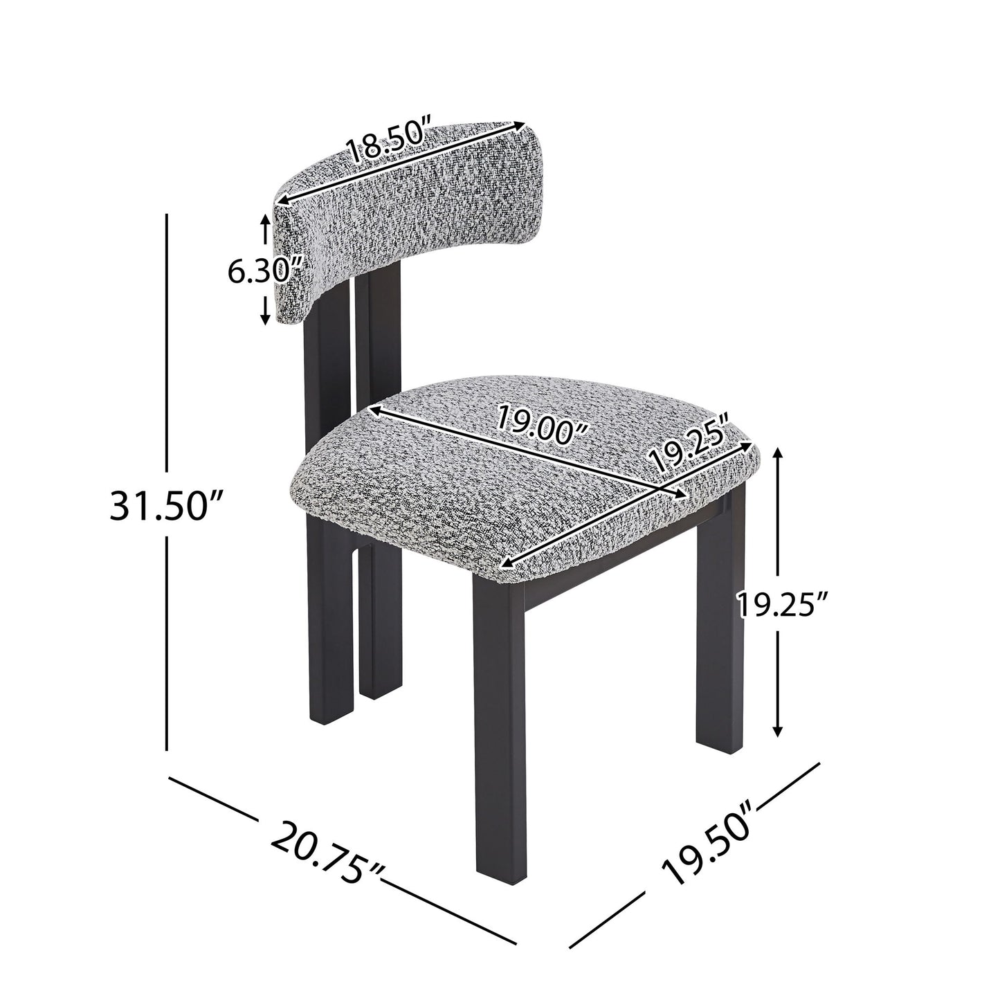 Modern Upholstered Armless Dining Chairs With Metal Legs