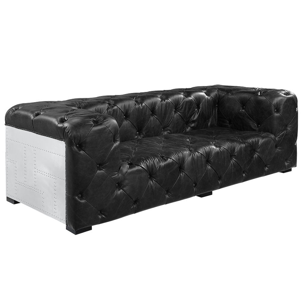 Brancaster - Sofa - Black Top Grain Leather & Aluminum