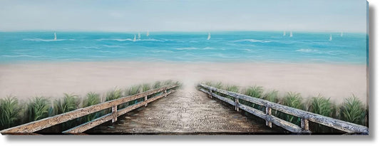 Seaside Boardwalk Serenity - 20" x 60" Framed Wall Art