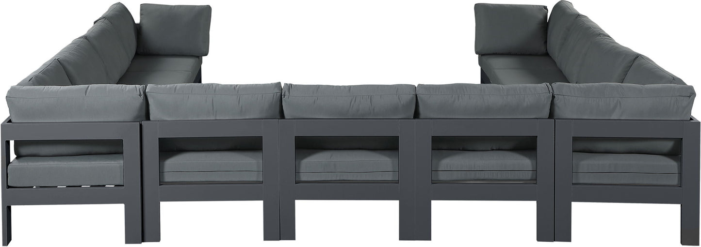Nizuc - Outdoor Patio 11 Piece Modular Sectional With Gray Frame