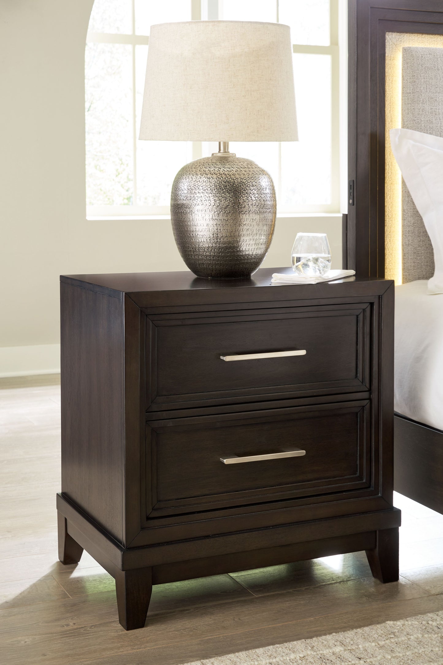 Neymorton - Two Drawer Night Stand - Dark Grayish Brown