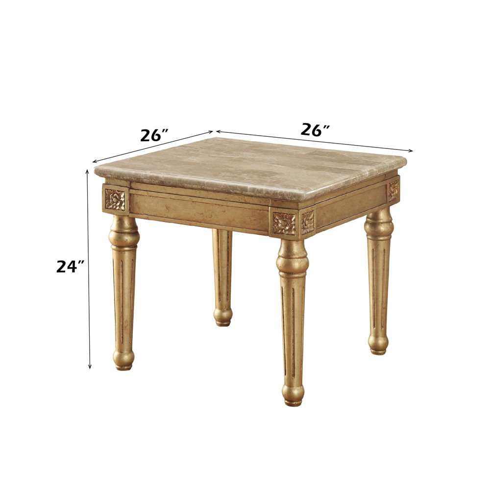 Daesha - End Table - Marble Top & Antique Gold