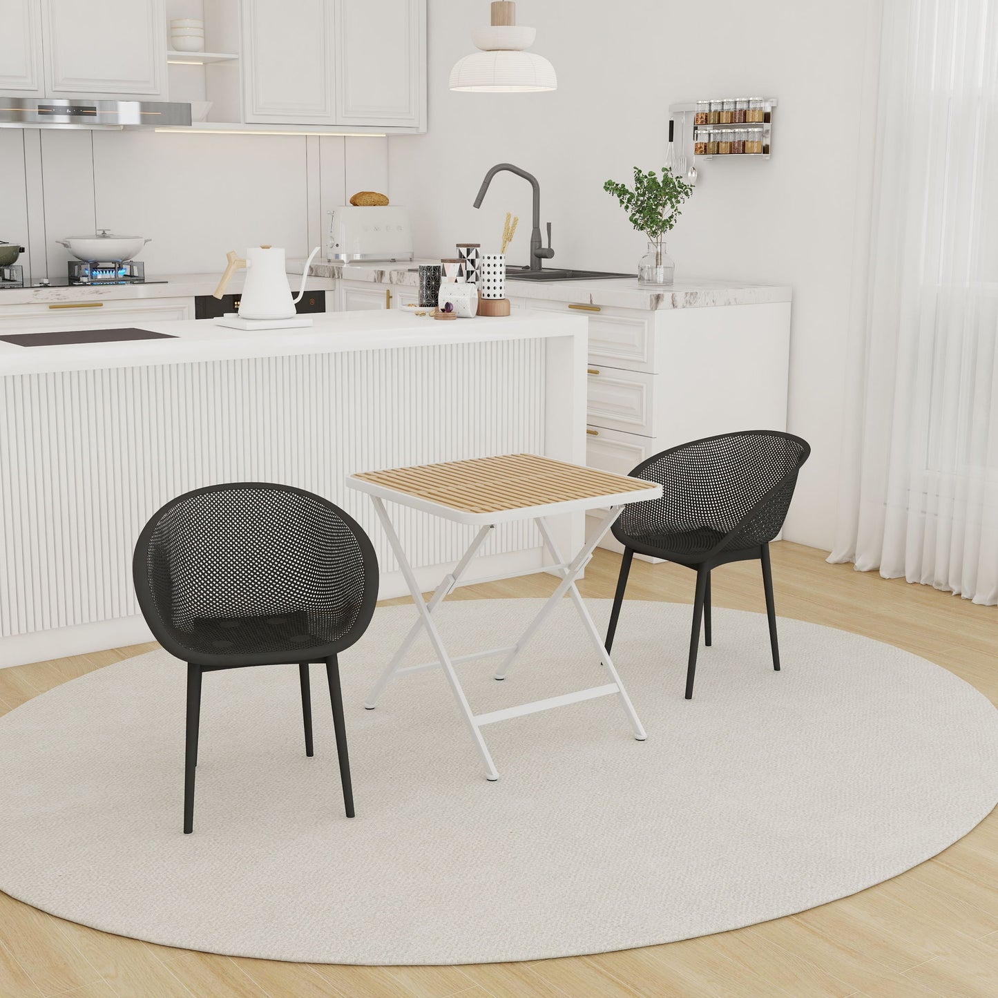 2 Pack Lounge Chair Set & Folding Square Table