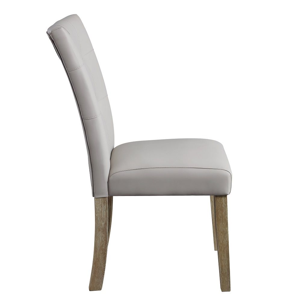 Charnell - Side Chair (Set of 2) - Gray Synthetic Leather & Oak