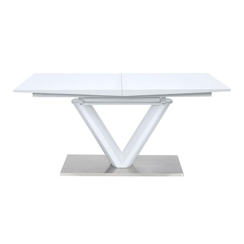 Gallegos - Dining Table With Leaf - White High Gloss