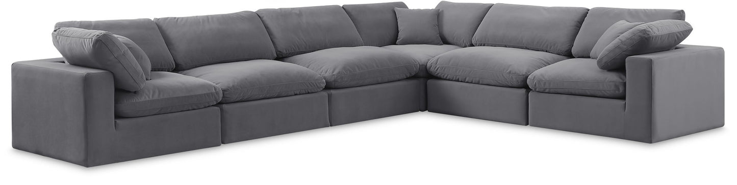 Comfy - 6 Piece Velvet Modular Corner Sectional