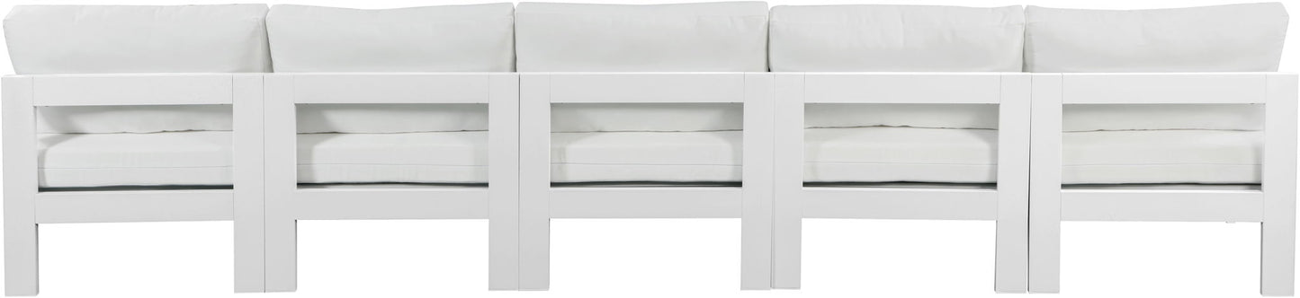 Nizuc - Outdoor Patio 5 Seat Modular Armless Sofa With White Frame