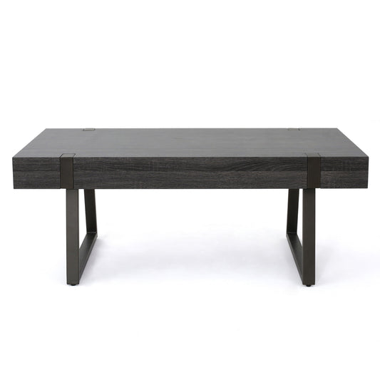 Abitha - Coffee Table With Industrial Powder Coated Metal Legs