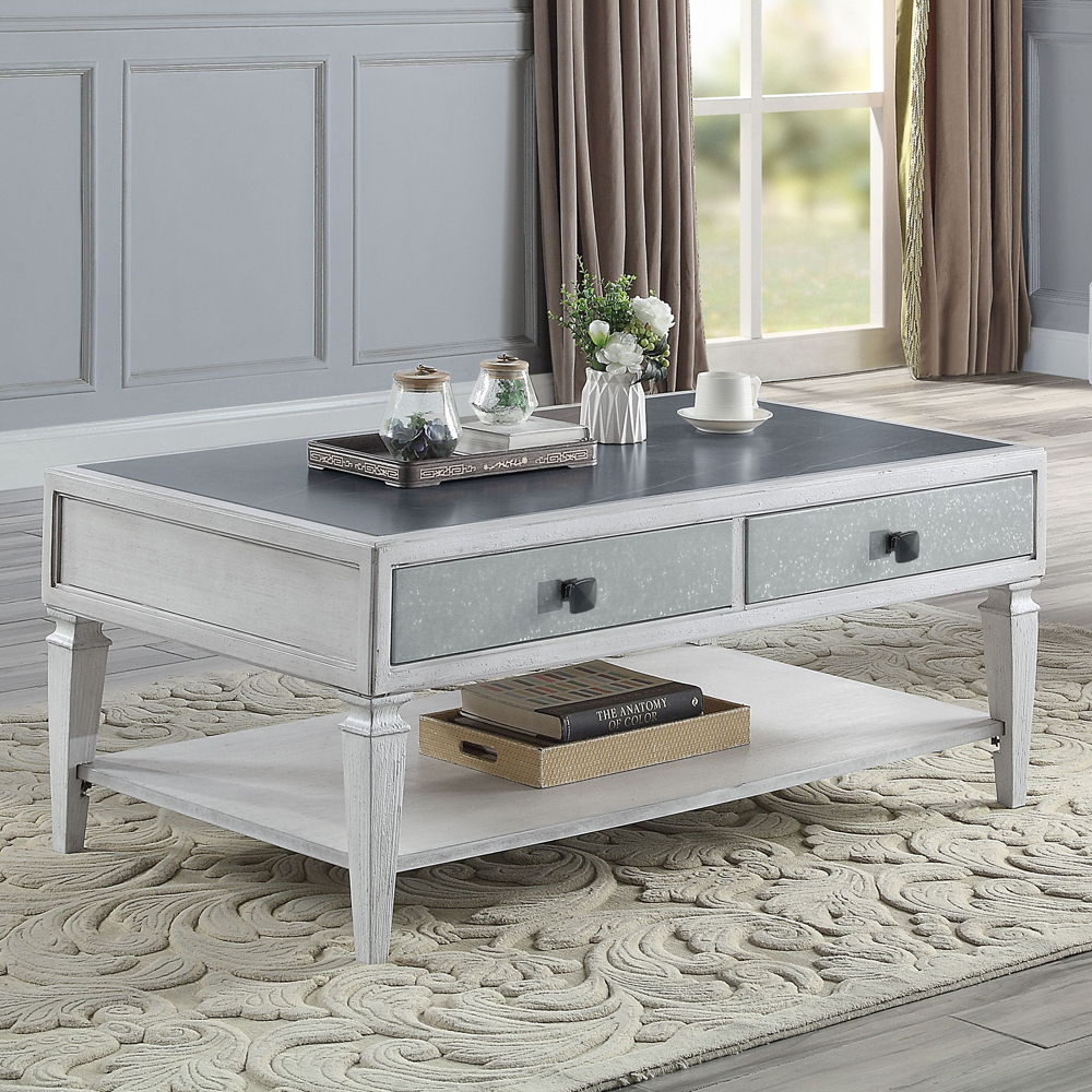 Katia - Coffee Table - Rustic Gray & Weathered White