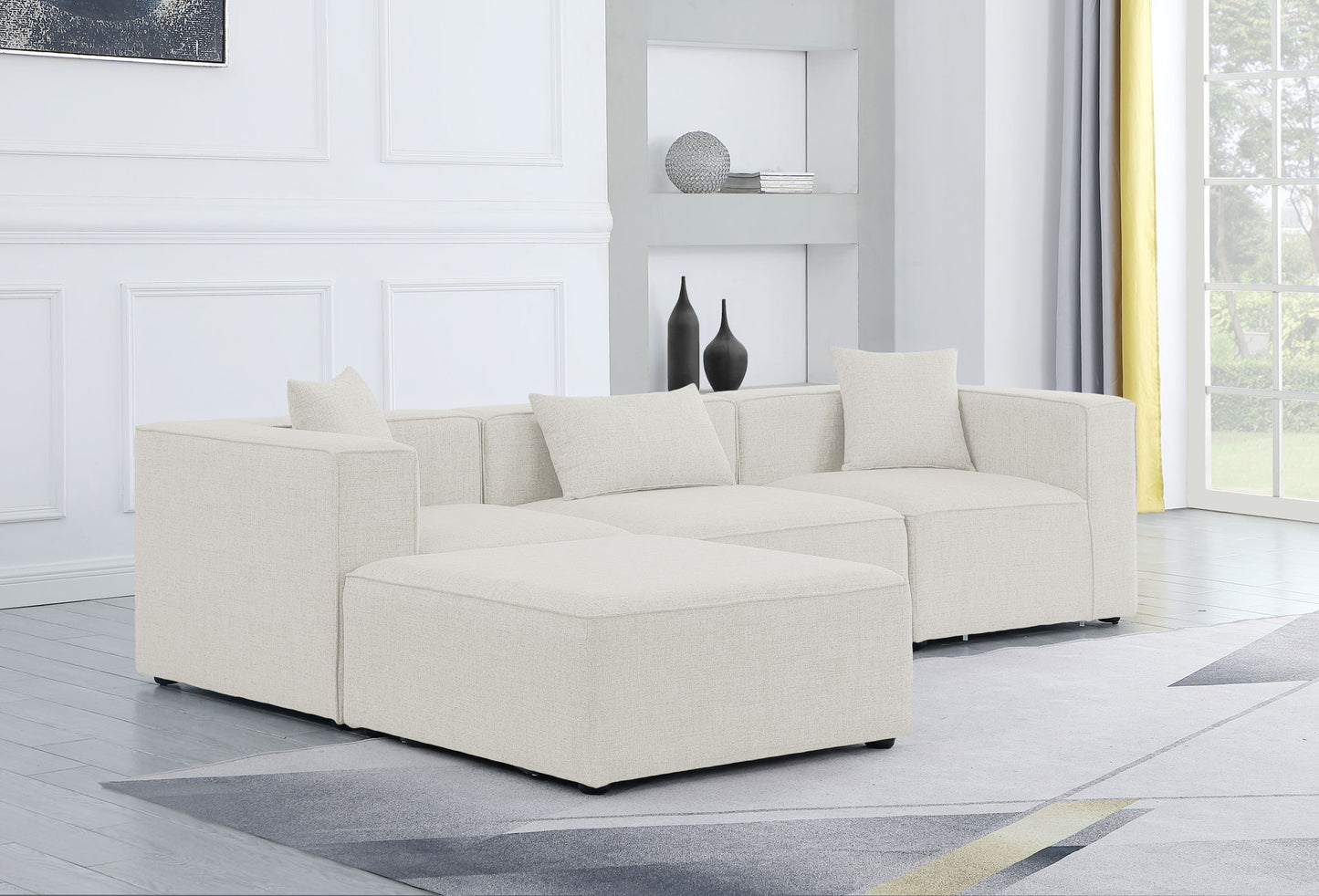 Cube - Linen 4 Piece Modular Sectional With Chaise