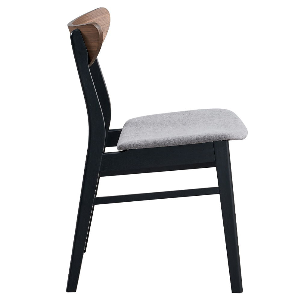 Rebi - Side Chair (Set of 2) - Gray Linen, Walnut & Black