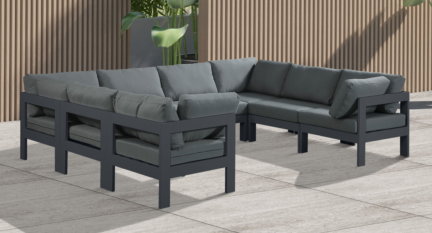 Nizuc - Outdoor Patio 8 Piece Modular Sectional With Gray Frame
