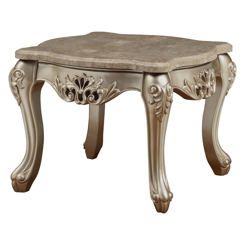 Ranita - End Table - Marble Top & Champagne