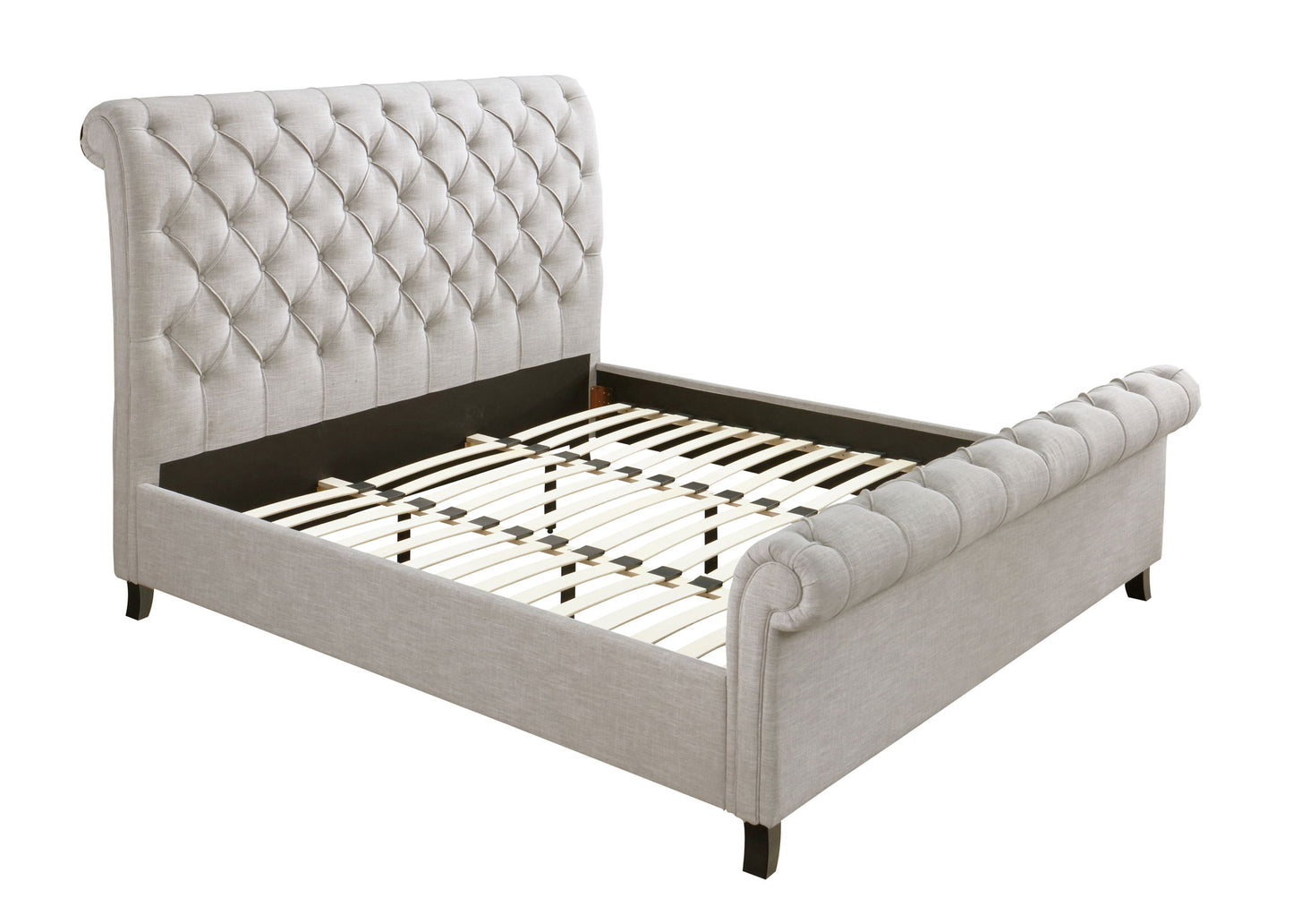 Kate - Queen Platform Bed - Light Gray Tweed