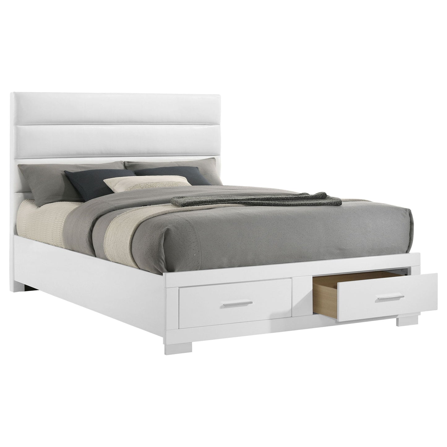 Dulcey - Queen Storage Bed With Tufted Headboard - Gloss White