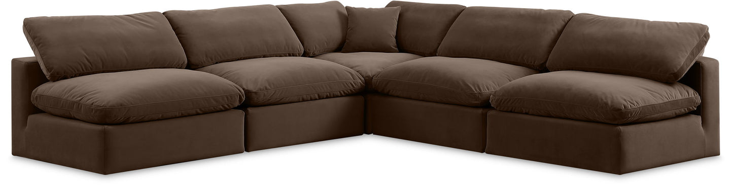 Comfy - 5 Piece Velvet Modular Corner Armless Sectional