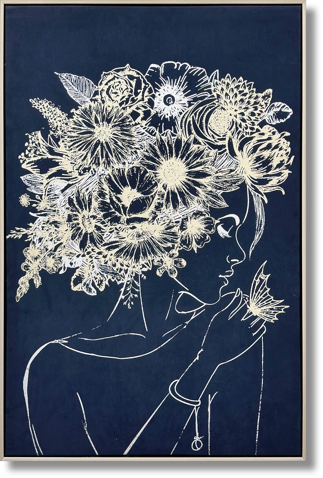 Floral Reverie Night - 35" x 24" Framed Wall Art