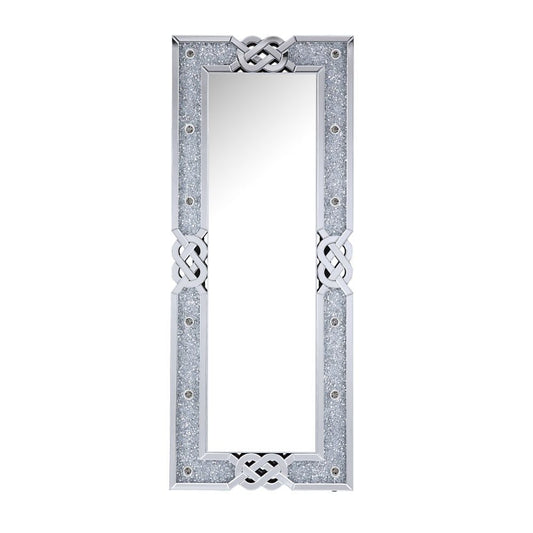 Noralie - 63" Rectangular Floor Mirror With Faux Diamonds - Mirrored