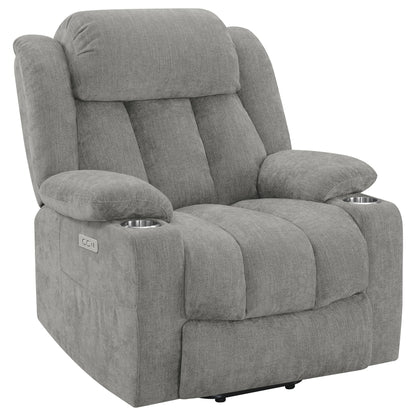 Beca - Upholstered Power Lift Recliner With Cupholders And USB Charging