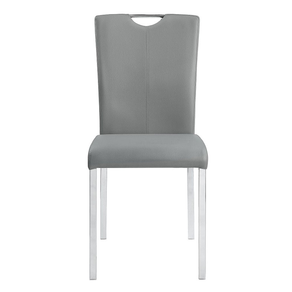 Pagan - Side Chair (Set of 2) - Gray Synthetic Leather & Chrome