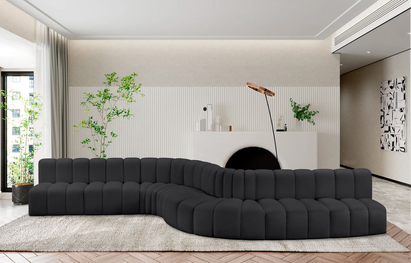 Arc - Faux Leather 8 Piece Curved Modular Sofa