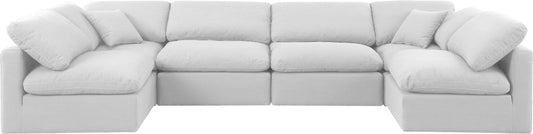 Indulge - Linen 6 Piece Modular U-Shaped Sectional - White