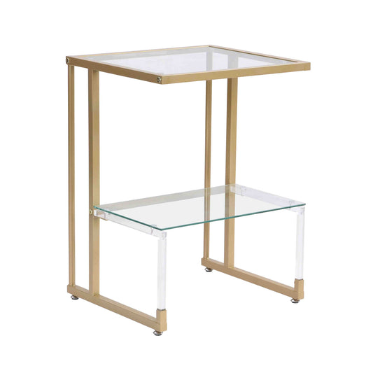 2 Tier Acrylic Glass End Table For Living Room
