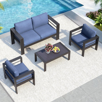 Outdoor Patio Set, All-Weather With Thick Cushions