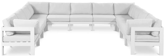 Nizuc - Outdoor Patio 11 Piece Modular Sectional With White Frame