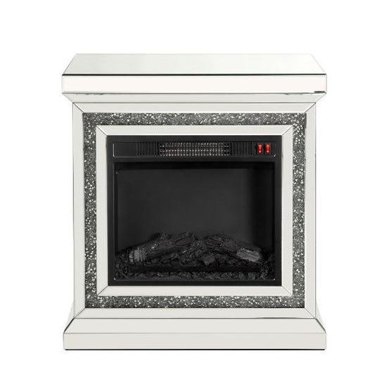 Noralie - 28" Fireplace - Mirrored & Faux Diamonds