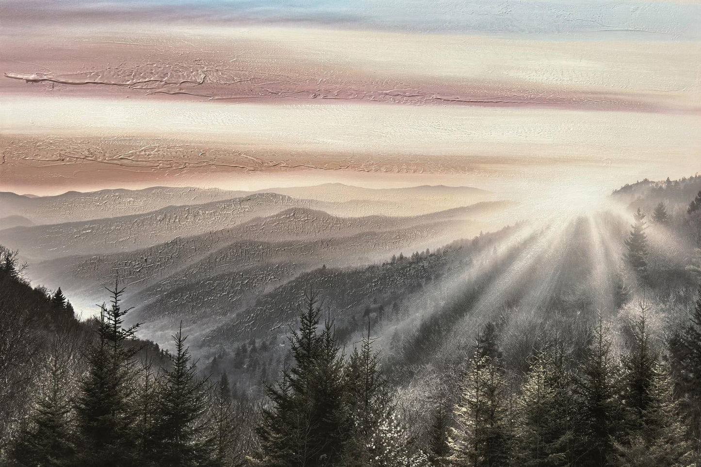 Foggy Horizons - Hand-painted Wrapped Canvas