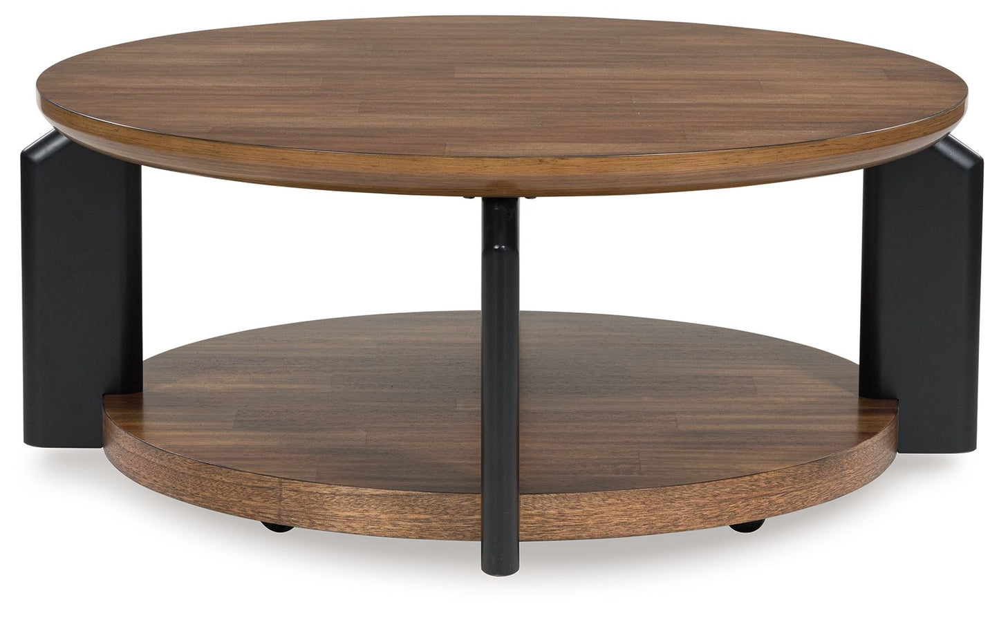 Kraeburn - Round Cocktail Table - Brown / Black