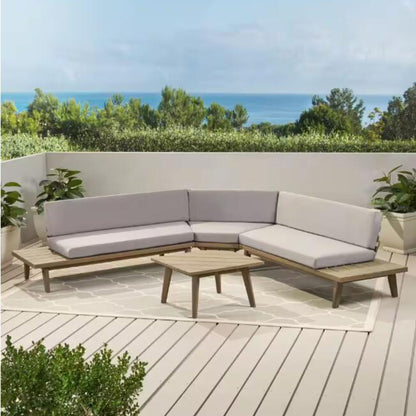 Hillcrest - V Shaped 4 Piece Sofa Set, Water Resistant