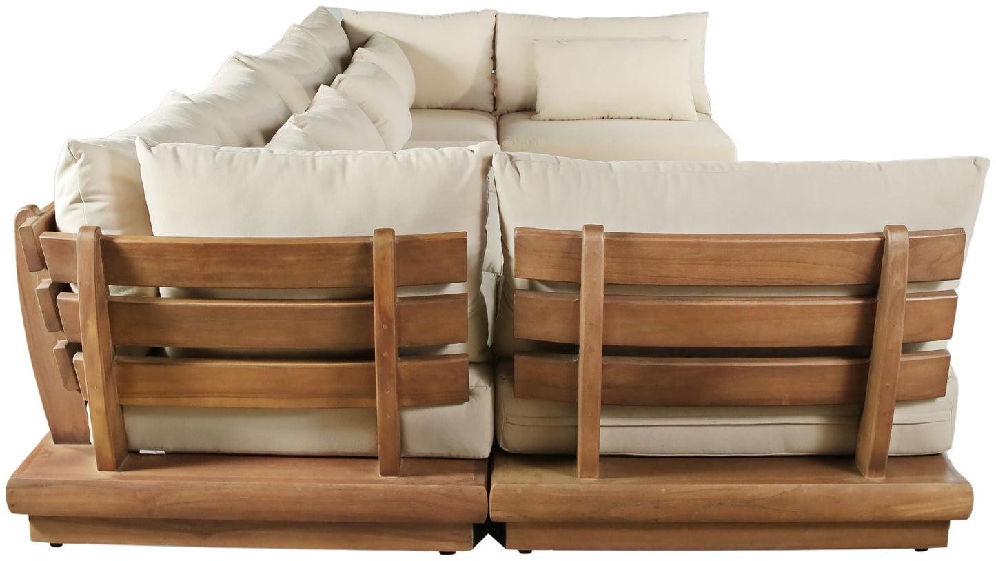 Mirella - 6 Piece Water Resistant Fabric Upholstered Outdoor Patio Modular Sectional