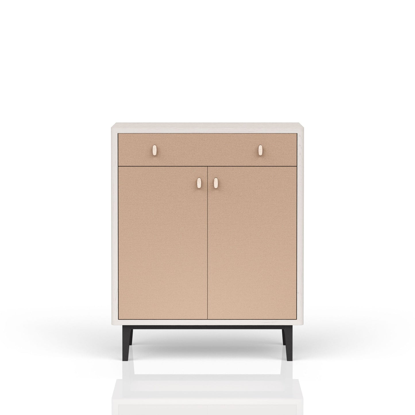 Bar Cabinet With Large Storage - White / Pecan