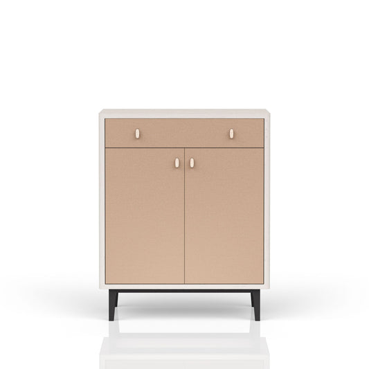 Bar Cabinet With Large Storage - White / Pecan