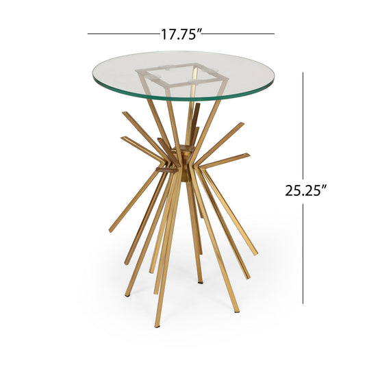 Table With Sunburst Design - Gold