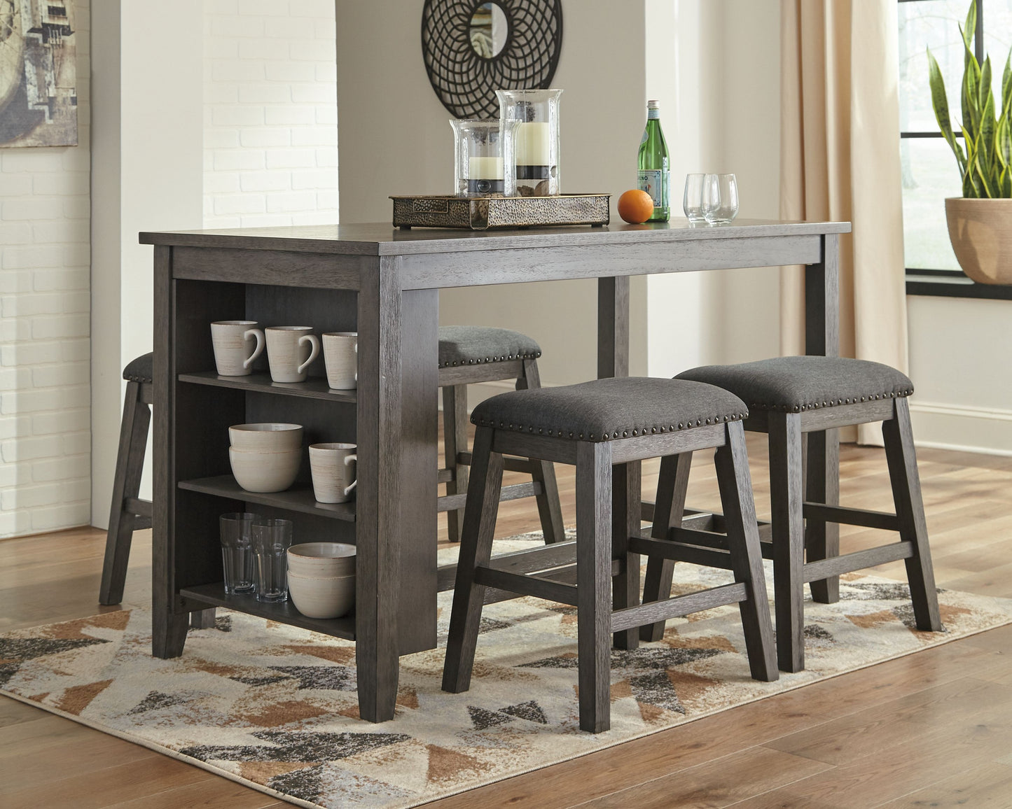 Caitbrook - Rectangular Dining Room Counter Table - Gray