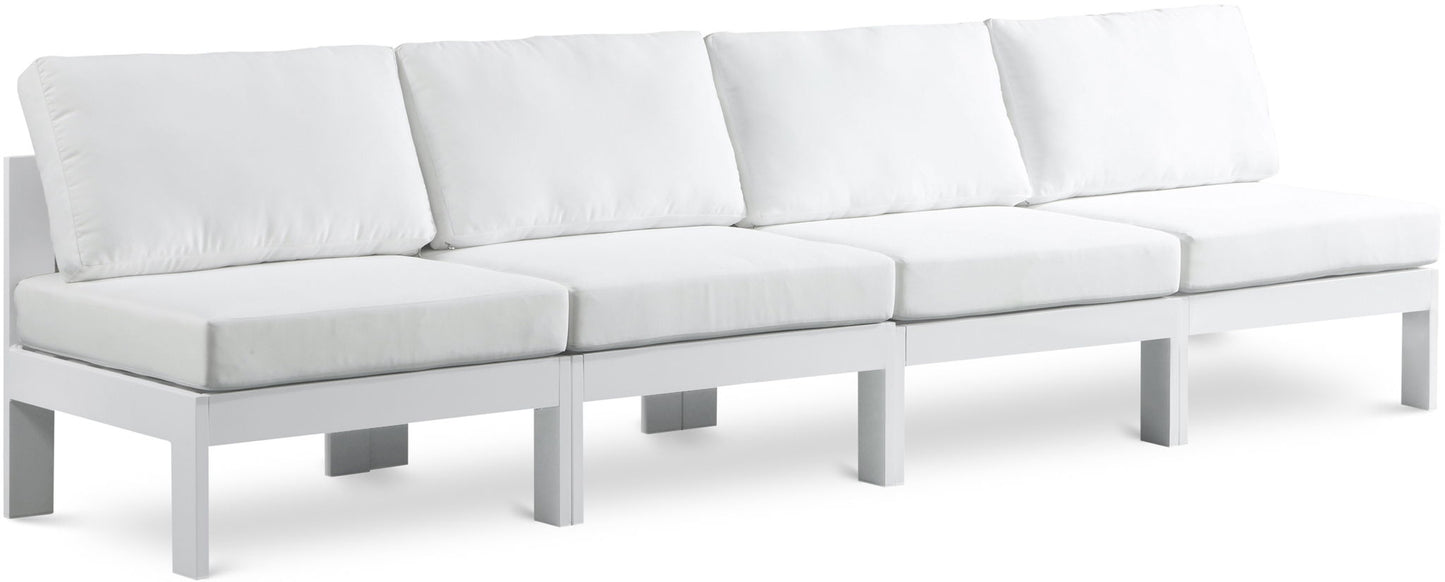 Nizuc - Outdoor Patio 4 Seat Armless Modular Sofa With White Frame