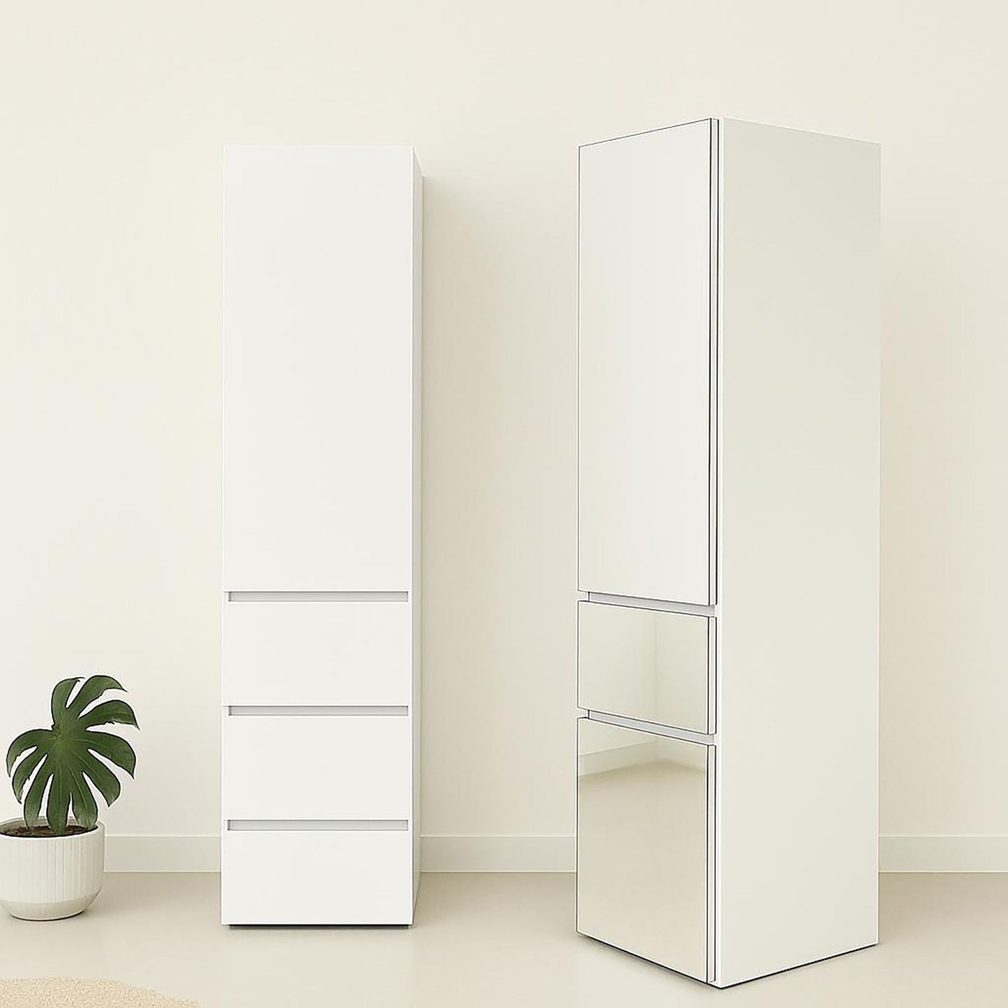 Elise - Modular Closet System With Mirror - White - Wood