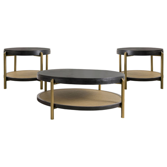 Benson - 3 Piece Round Coffee And End Table Set - Black
