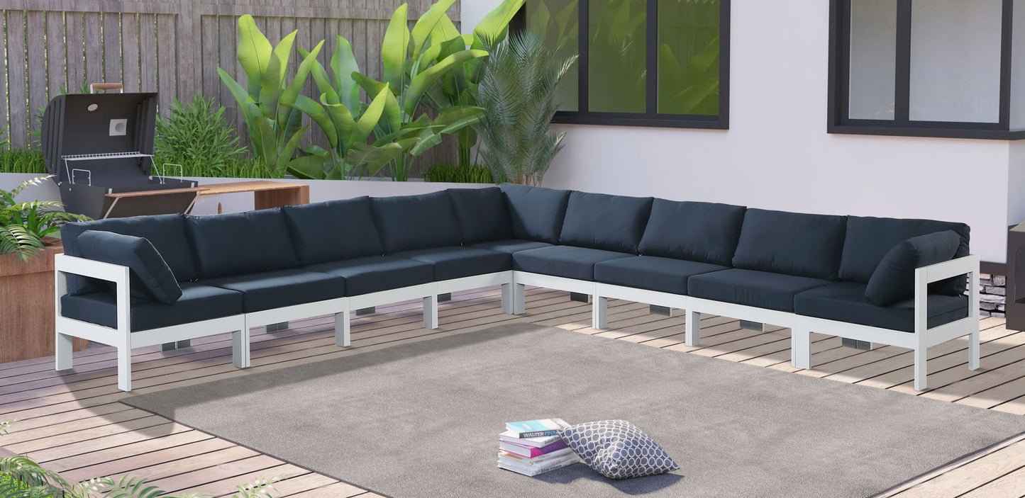 Nizuc - Outdoor Patio 9 Piece Modular Sectional With White Frame
