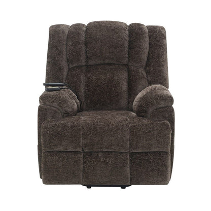 Pacay - Power Recliner With Lift & Heating & Massage - Brown Chenille
