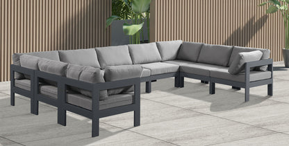 Nizuc - Outdoor Patio 9 Piece Modular Sectional With Gray Frame
