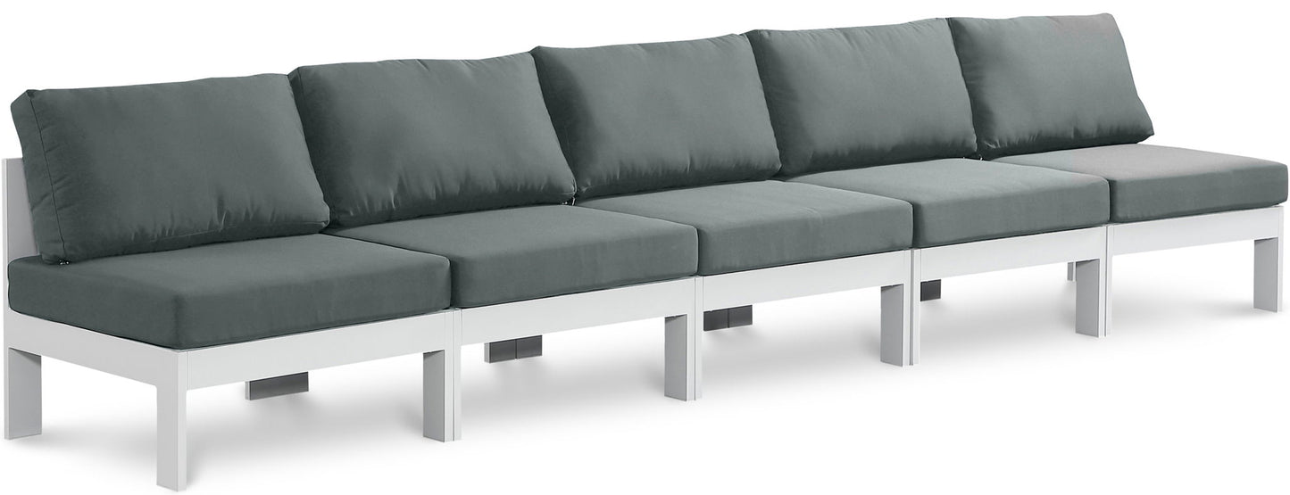 Nizuc - Outdoor Patio 5 Seat Modular Armless Sofa With White Frame